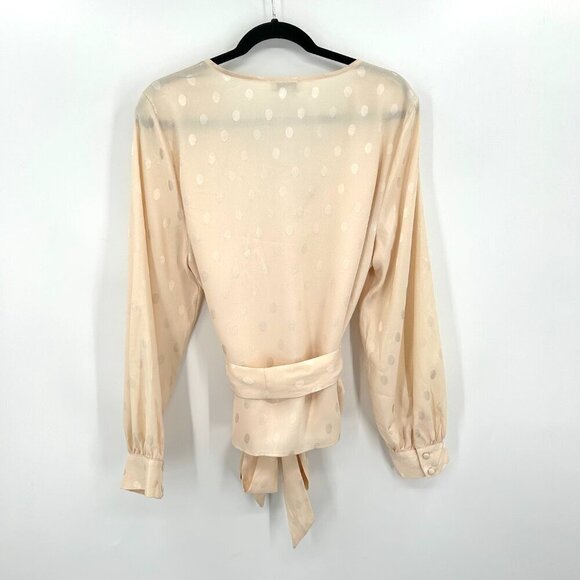 NWT TOPSHOP Flawed Blush Cream Jacquard Polka Dot Belted Button Up Blouse 12 - Picture 2 of 8